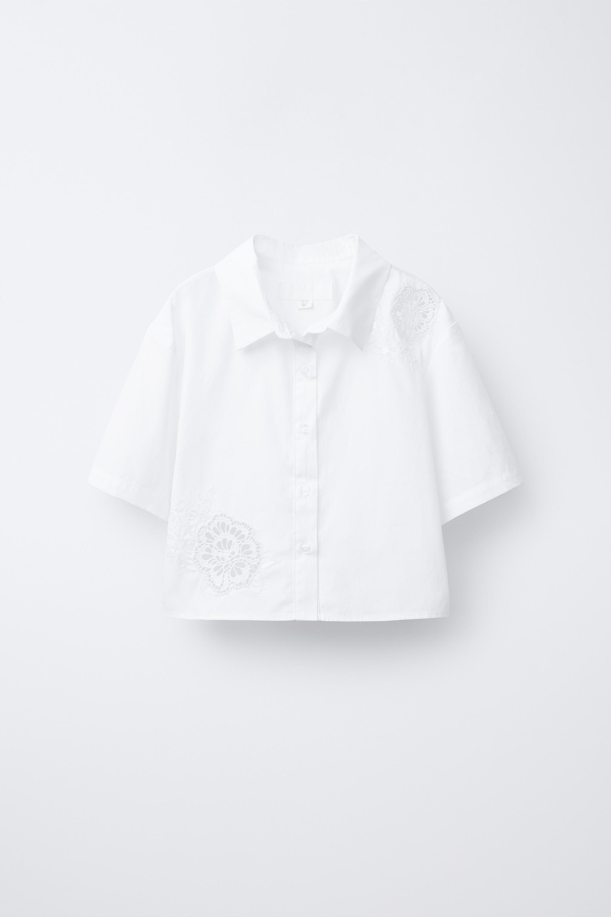 CHEMISE EN POPELINE À FLEUR BRODÉE